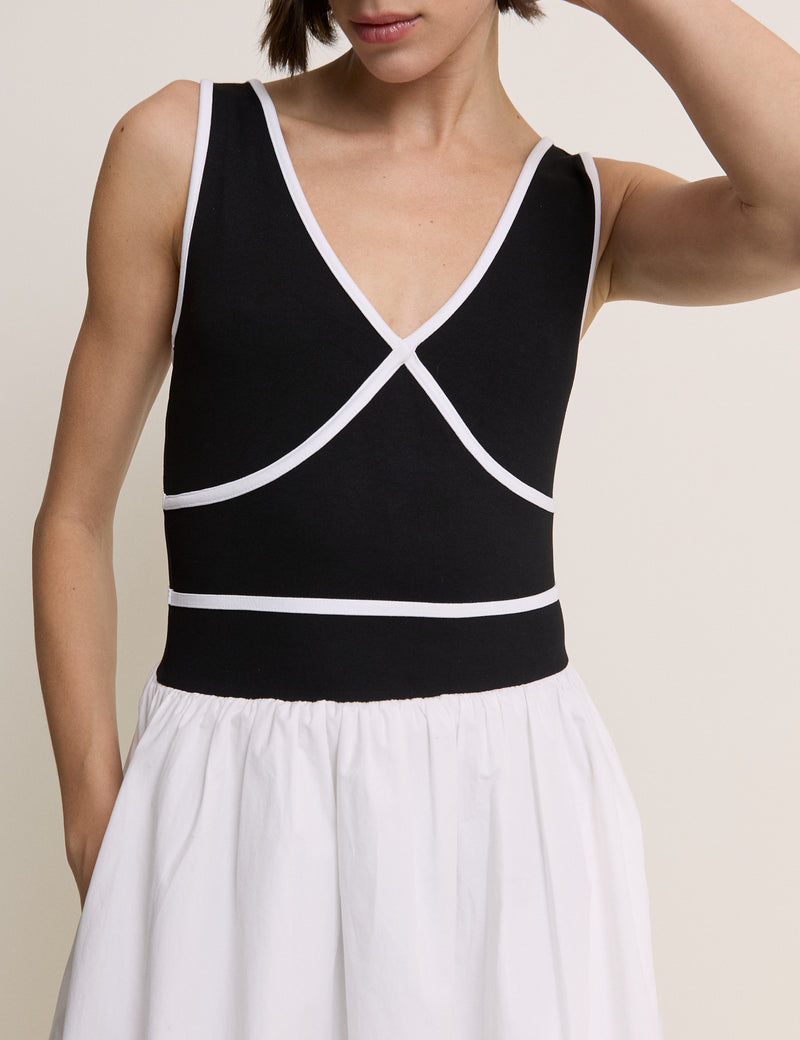 Black and White Jersey Kayla Midi Dress