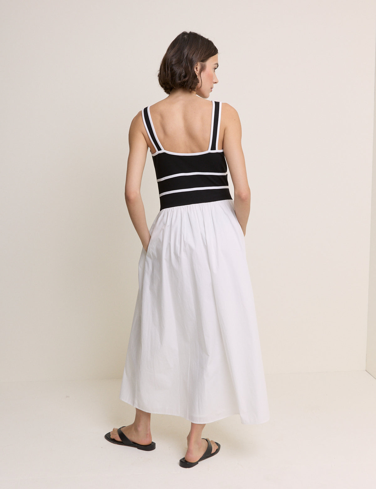 Black and White Jersey Kayla Midi Dress