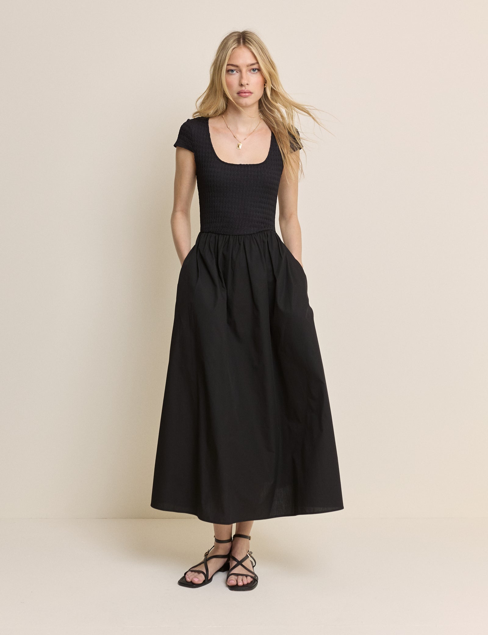 Black Scoop Neck Molly Midi Dress Black Scoop Neck Molly Midi Dress