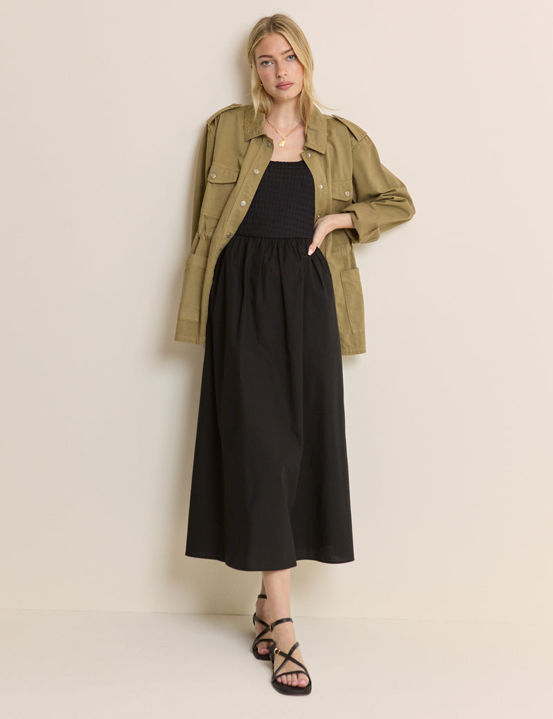 Black Scoop Neck Molly Midi Dress