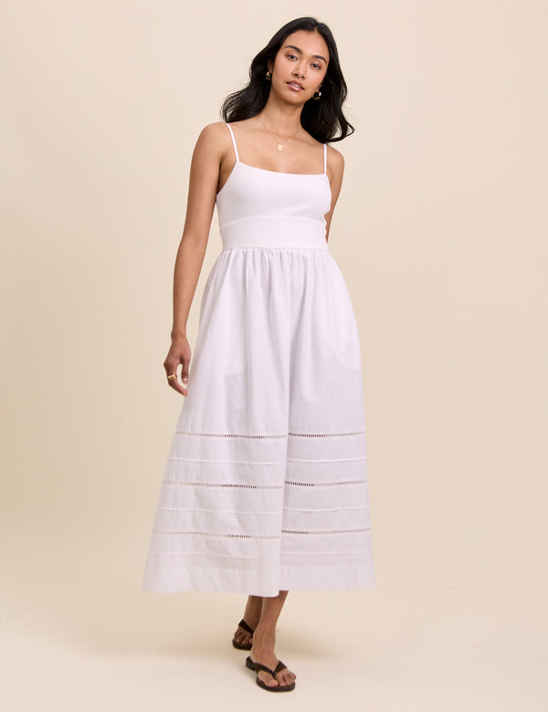 White Strappy Tiered Goldie Midi Dress