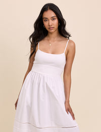 White Strappy Tiered Goldie Midi Dress