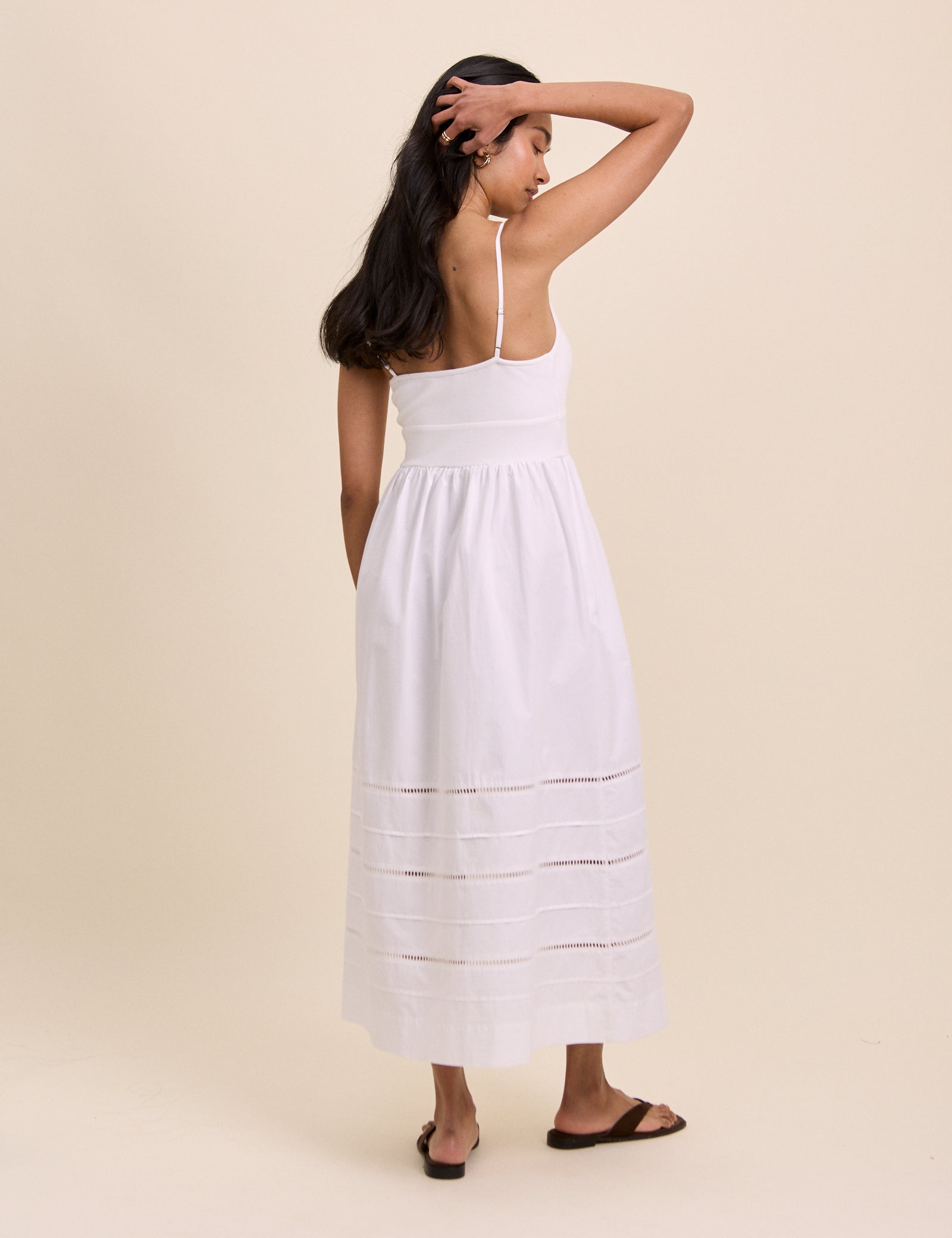 madison ribbed midi dress - beige reviews LACE MIDI DRESS - BEIGE main image 0