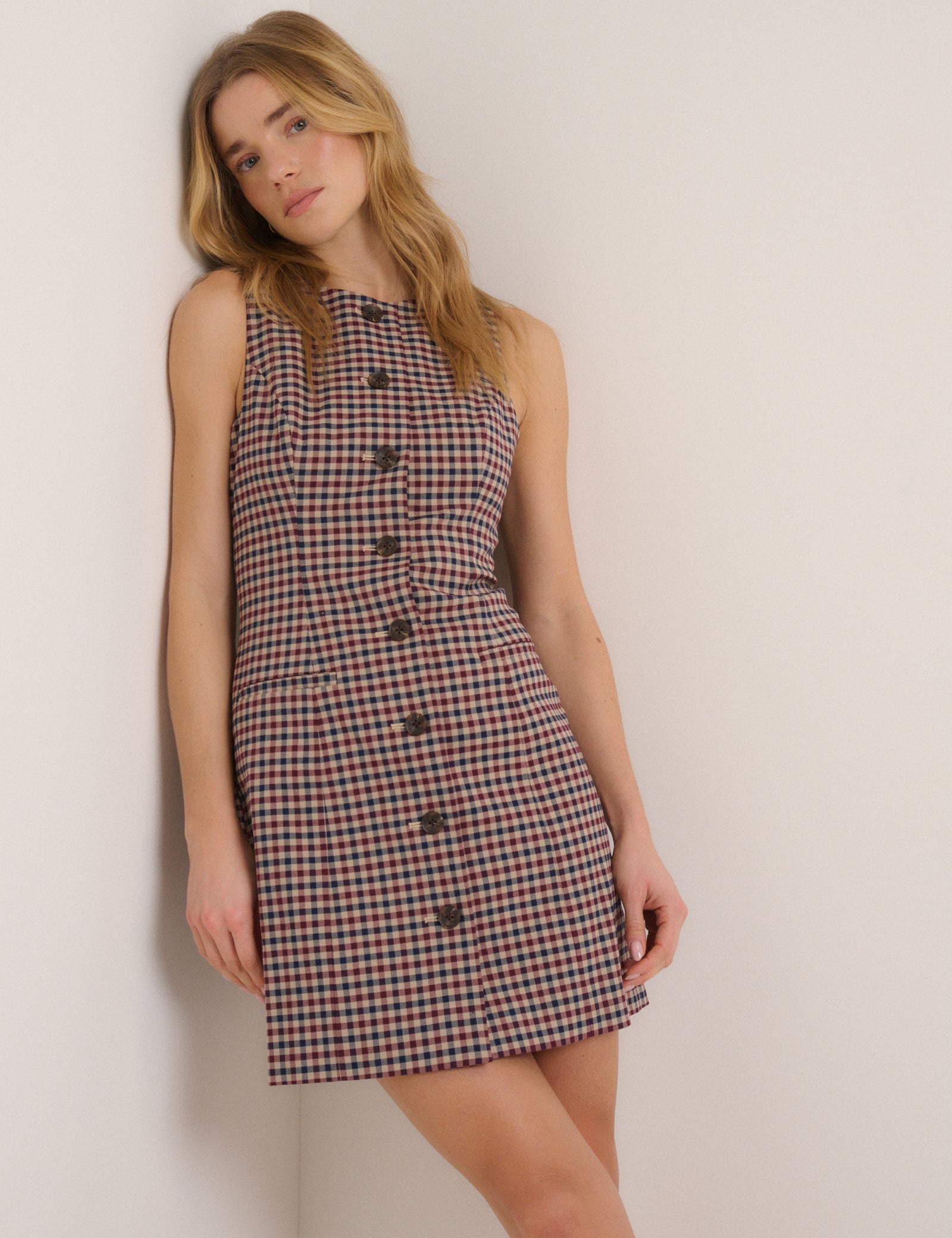 Red And Navy Gingham Ellie Mini Dress
