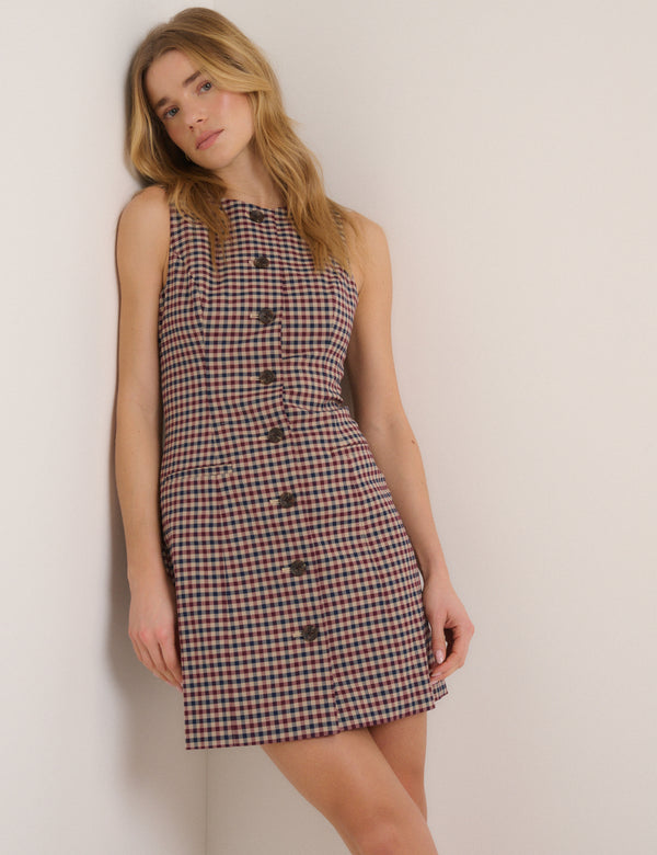 Red And Navy Gingham Ellie Mini Dress