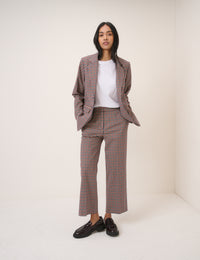 Red and Navy Gingham Tailored Trousers