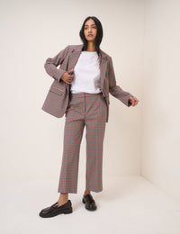 Red and Navy Gingham Tailored Trousers