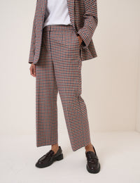 Red and Navy Gingham Tailored Trousers