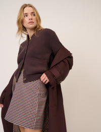 Brown Gingham Mini Skirt