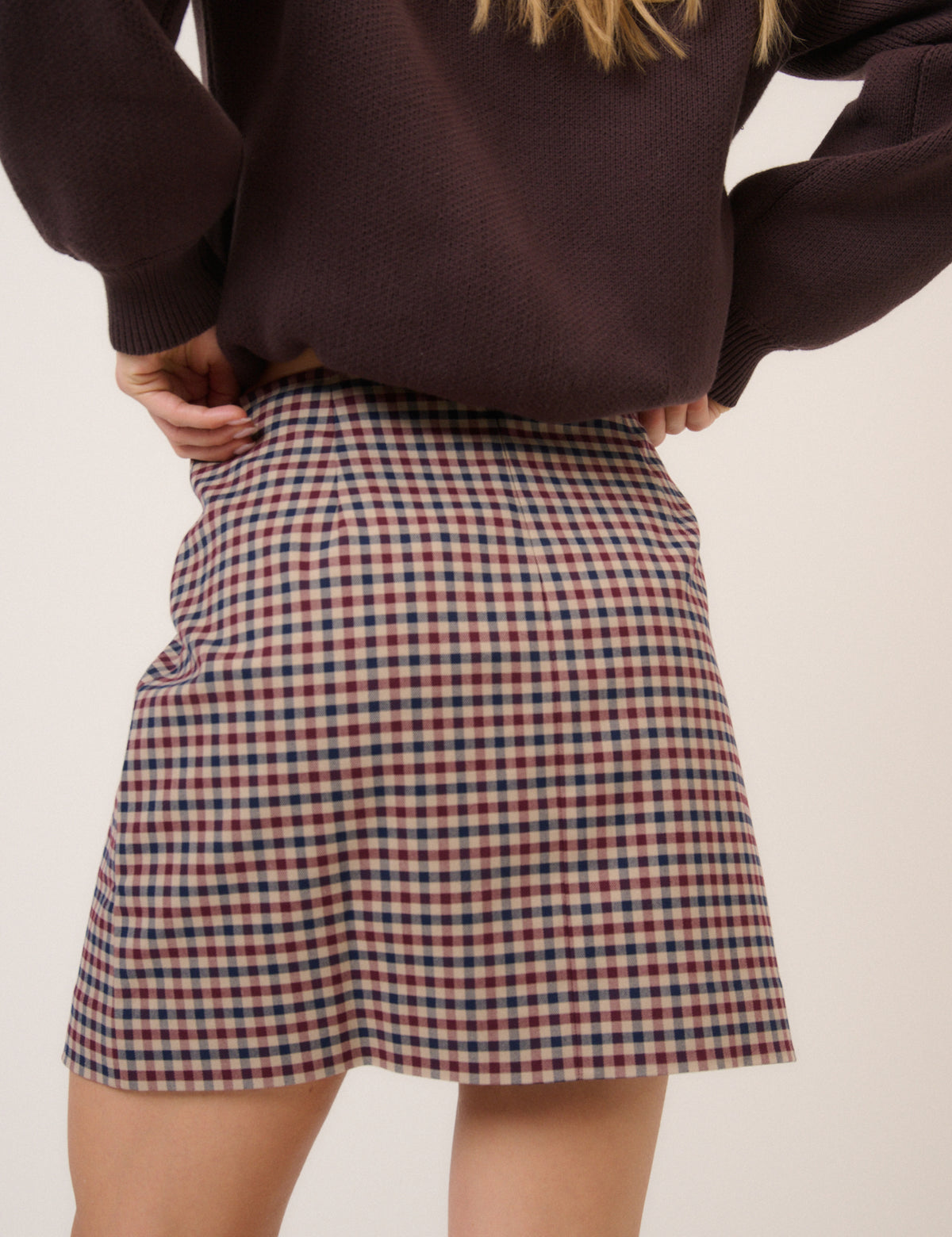 Red & Navy Check Mini Skirt