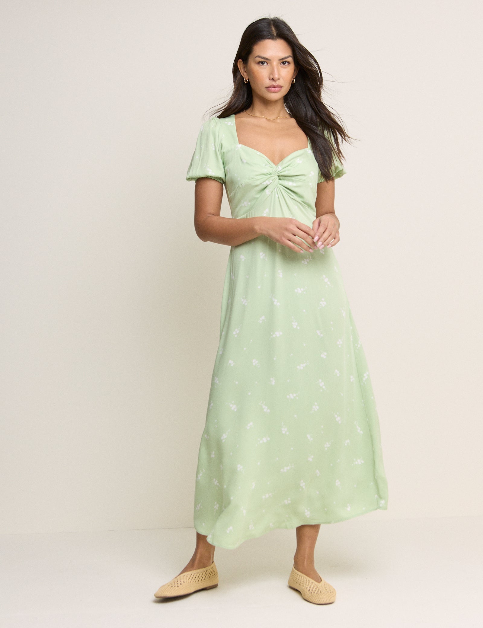 Green Floral Tyla Midi Dress