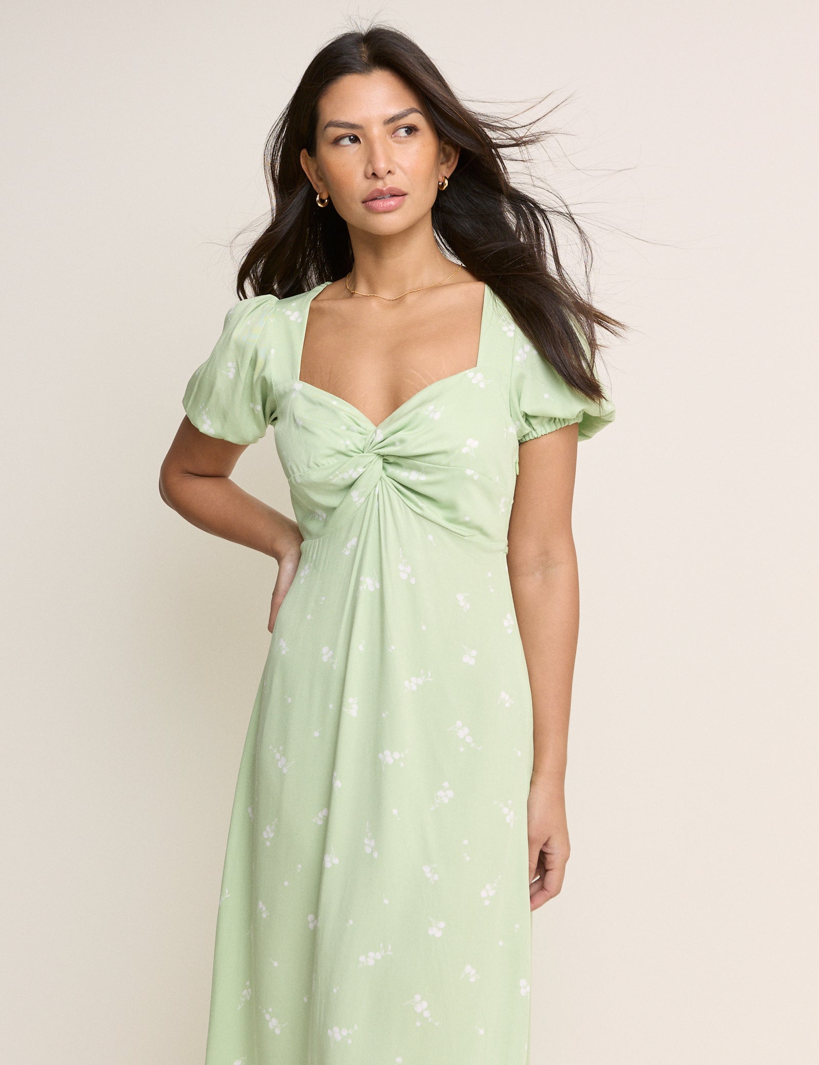 Green Floral Tyla Midi Dress
