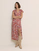 Red Floral Wrapover Bree Midi Dress