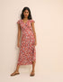 Red Floral Wrapover Bree Midi Dress