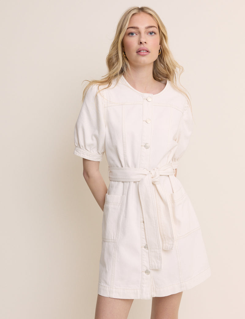Puff Sleeve Button Front Hallie Mini Dress