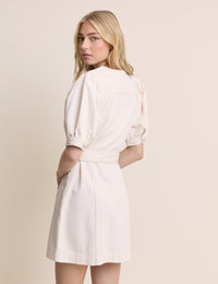 White Denim Puff Sleeve Hallie Mini Dress