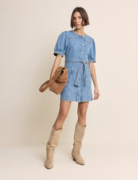Blue Denim Puff Sleeve Hallie Mini Dress