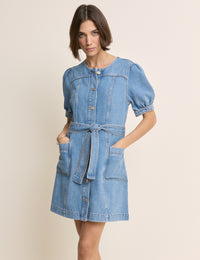 Blue Denim Puff Sleeve Hallie Mini Dress