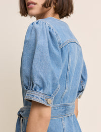 Blue Denim Puff Sleeve Hallie Mini Dress