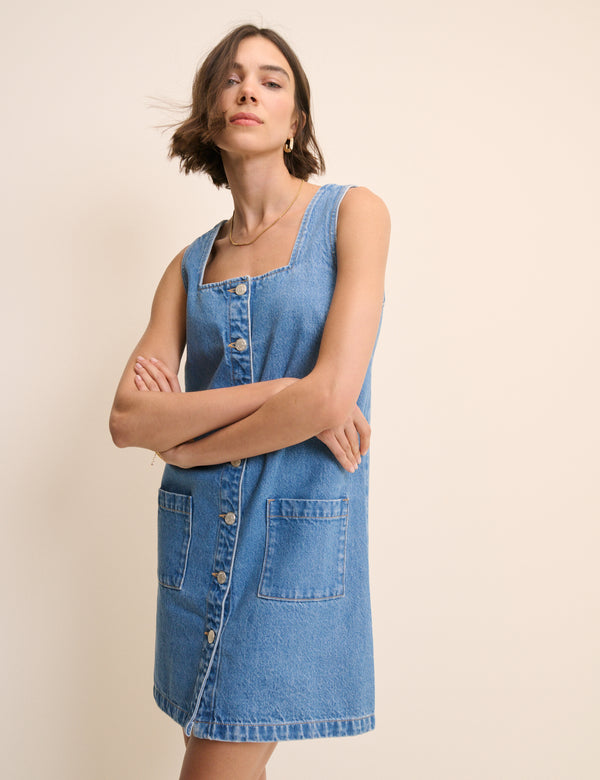 Mid Wash Denim Danni Mini Dress