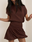 Chocolate Brown Boat Neck Pamela Mini Dress