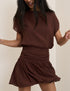 Chocolate Brown Boat Neck Pamela Mini Dress