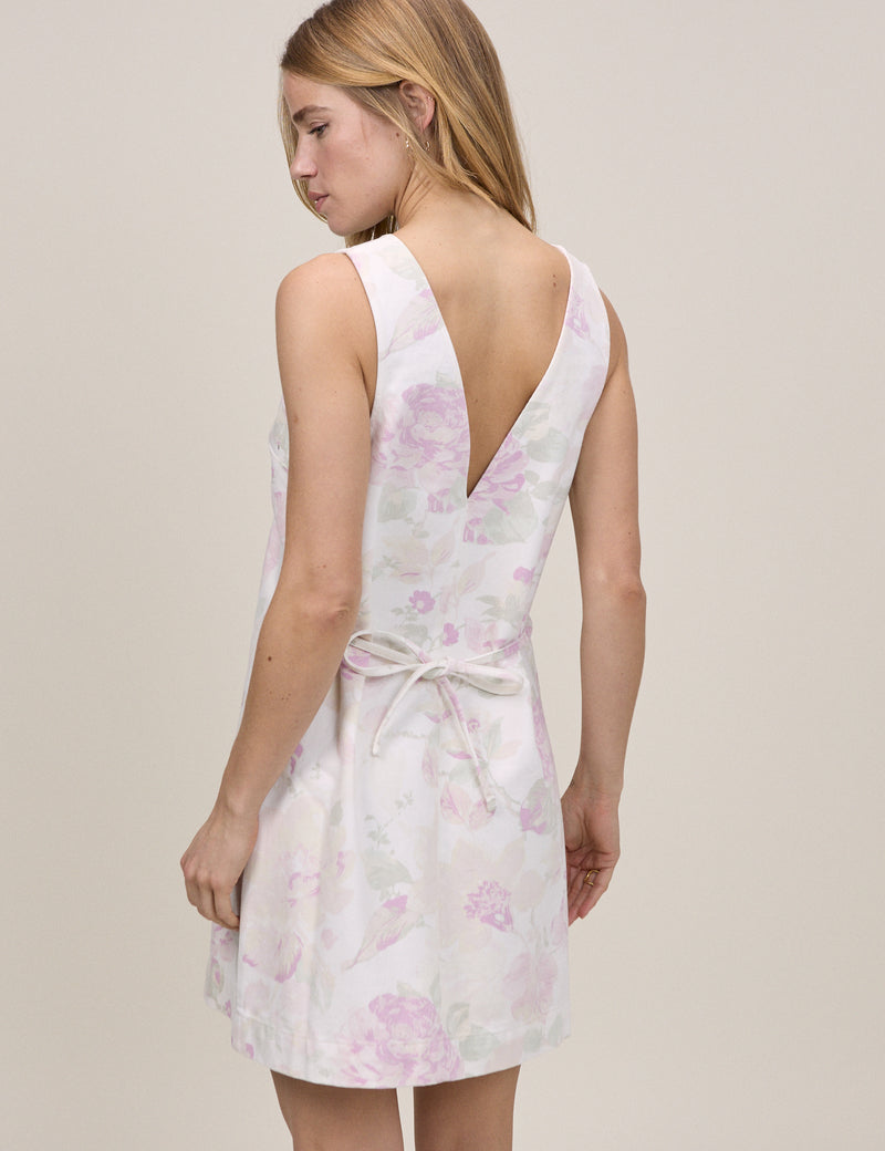 White Floral Louis Shift Mini Dress