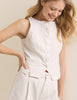 White Denim Boat Neck Emerald Waistcoat