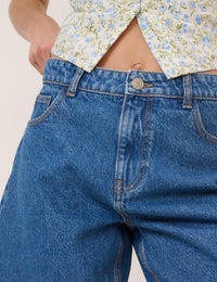 Mid Wash Denim Bermuda Shorts