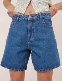 Mid Wash Denim Bermuda Shorts