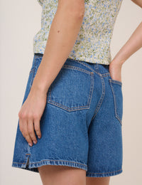 Mid Wash Denim Bermuda Shorts