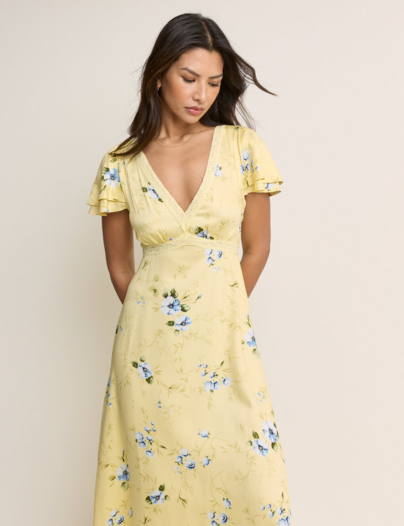 Yellow Floral Iris Midi Dress