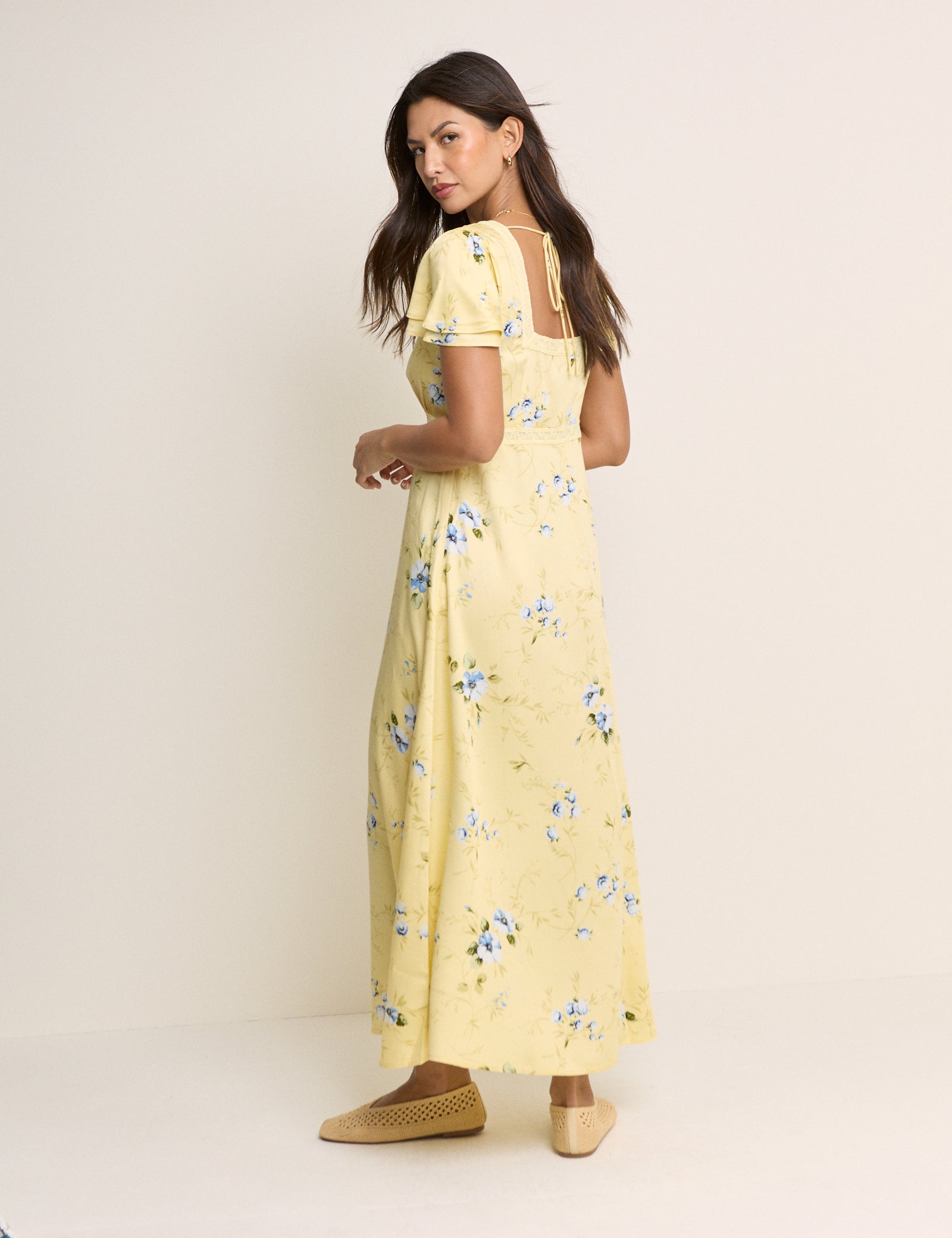 Yellow Floral Iris Midi Dress