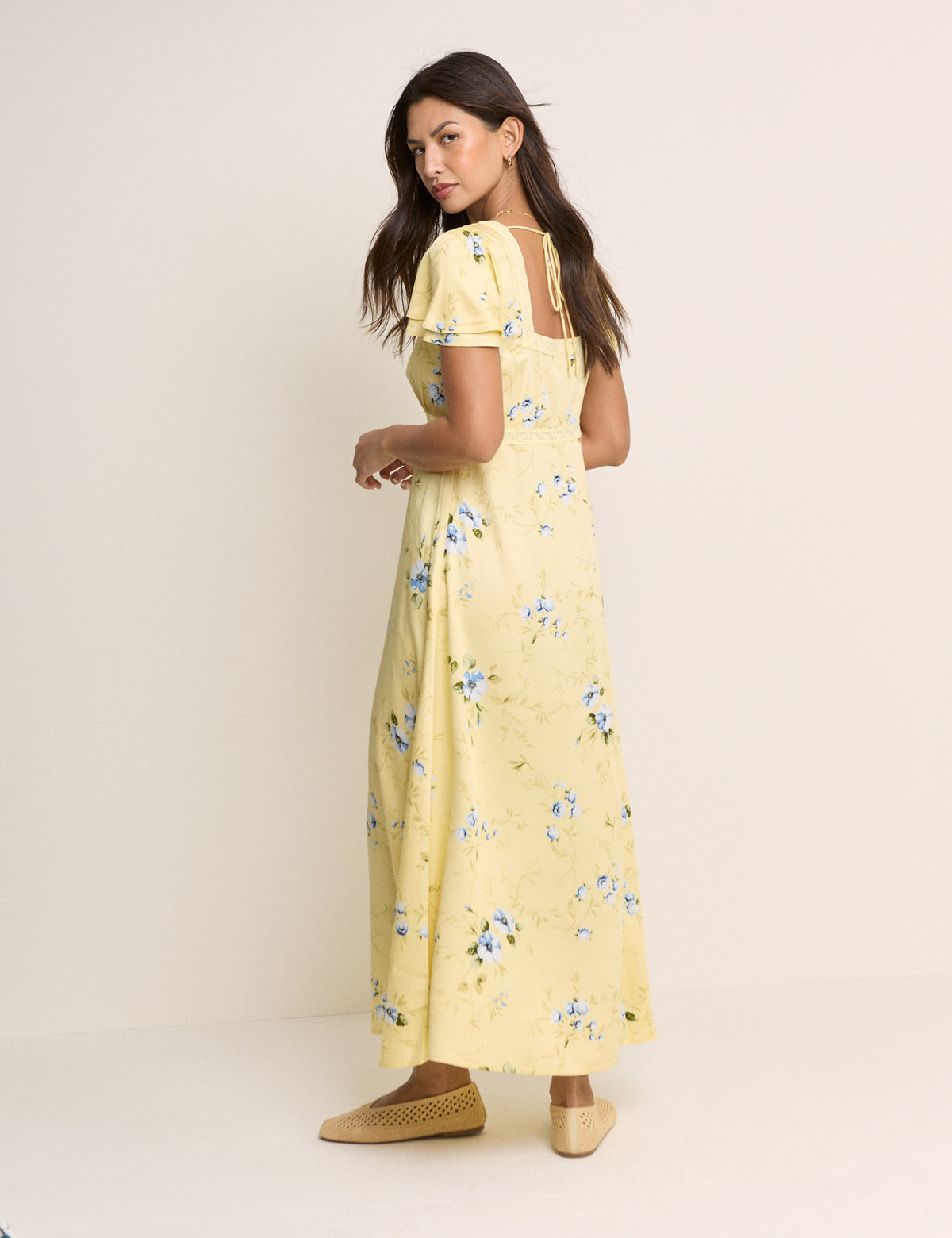 Yellow Floral Iris Midi Dress