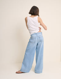 Light Blue Drawstring Wide Leg Wickham Jean