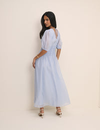 Light Blue Shirred Khloe Maxi Dress
