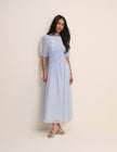 Light Blue Shirred Khloe Maxi Dress