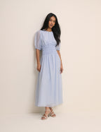 Light Blue Shirred Khloe Maxi Dress