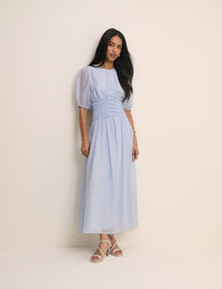 Light Blue Shirred Khloe Maxi Dress