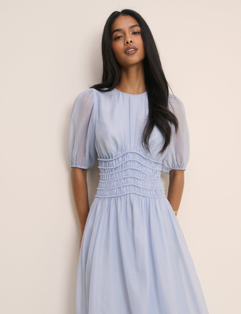 Puff Sleeve Shirred Waist Khloe Midaxi Dress