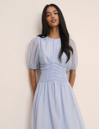 Light Blue Shirred Khloe Maxi Dress