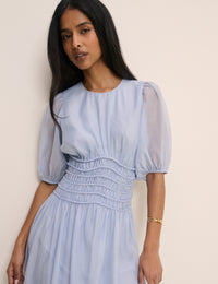 Light Blue Shirred Khloe Maxi Dress