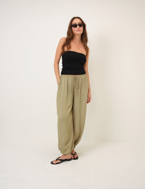 Green Vida Balloon Leg Trousers