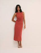 Red Polka Dot Jennifer Jersey Midi Dress