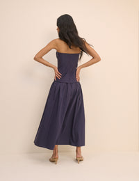 Navy Bandeau Drop Waist Fawna Maxi Dress