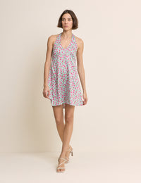 Blue Floral Halterneck Lynette Mini Dress