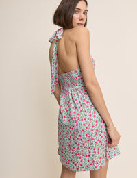 Blue Floral Halterneck Lynette Mini Dress