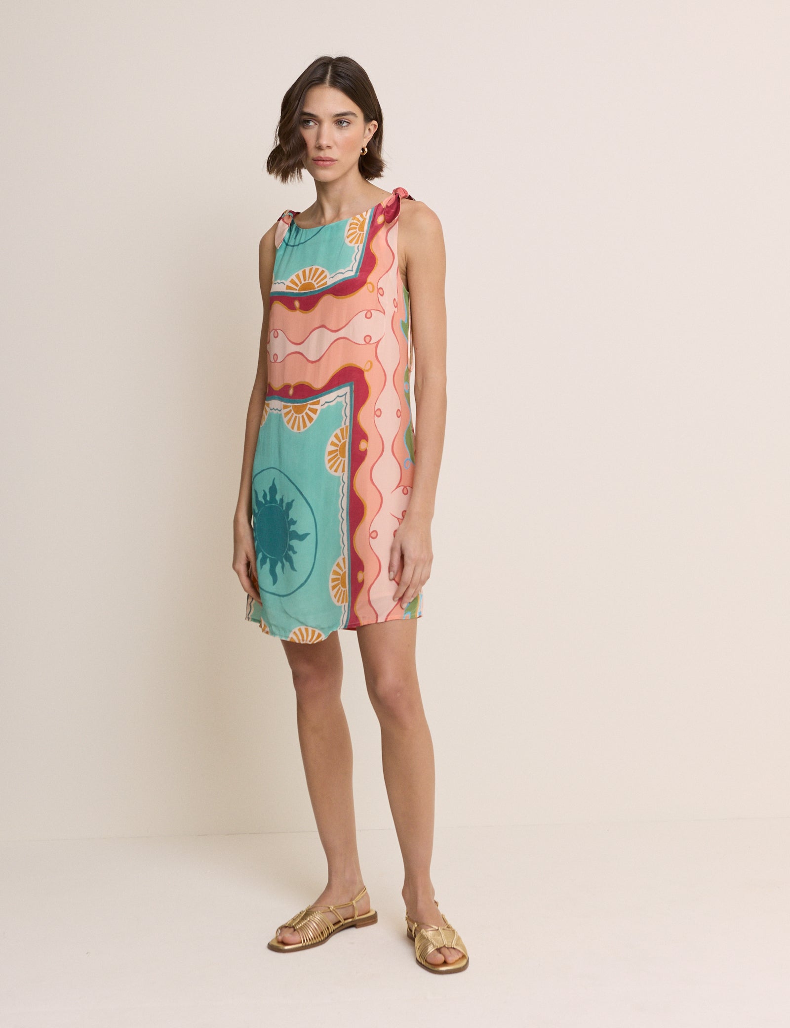 Coral Print Shift Lilly Mini Dress