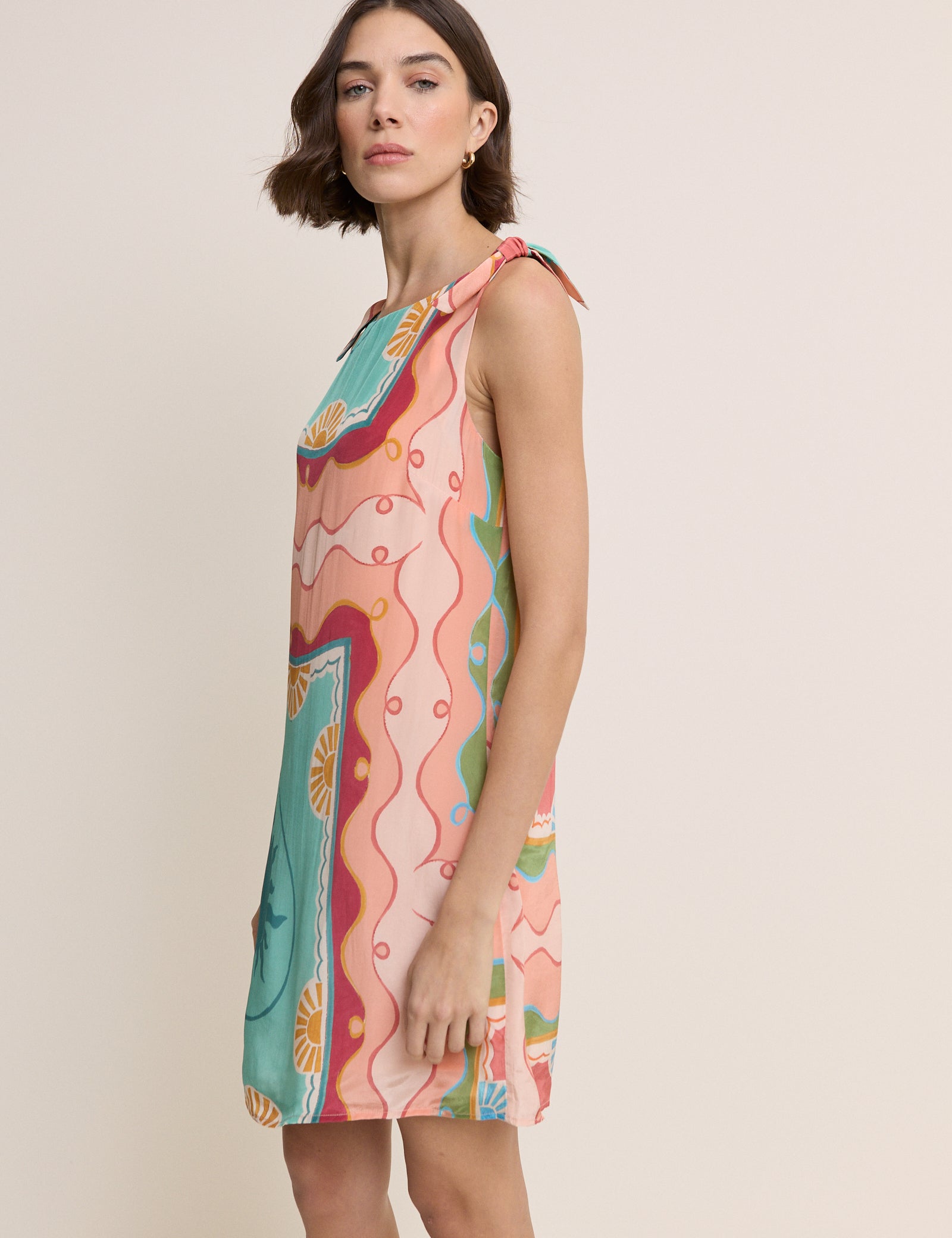 Coral Print Shift Lilly Mini Dress