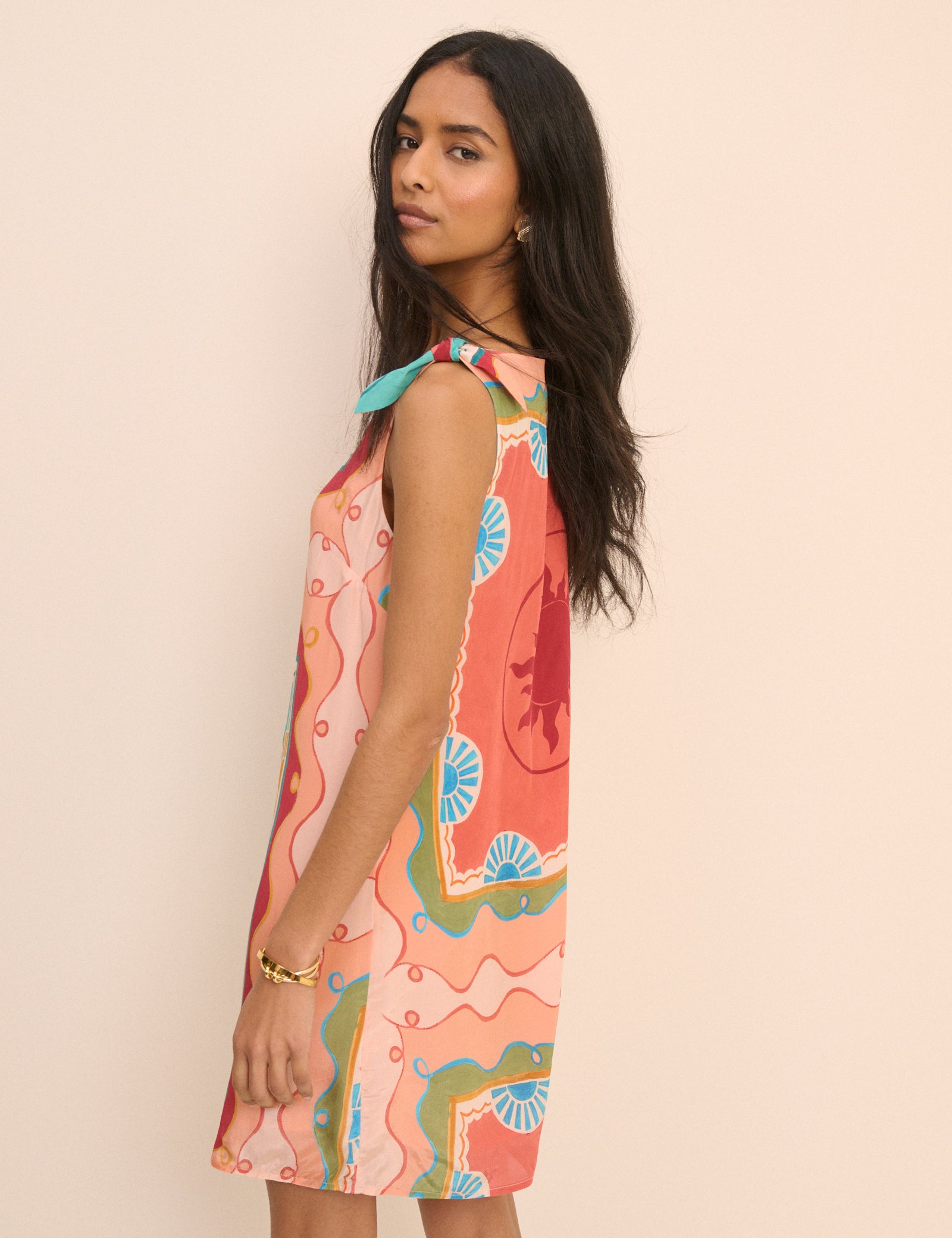 Coral Print Shift Lilly Mini Dress Coral Print Shift Lilly Mini Dress
